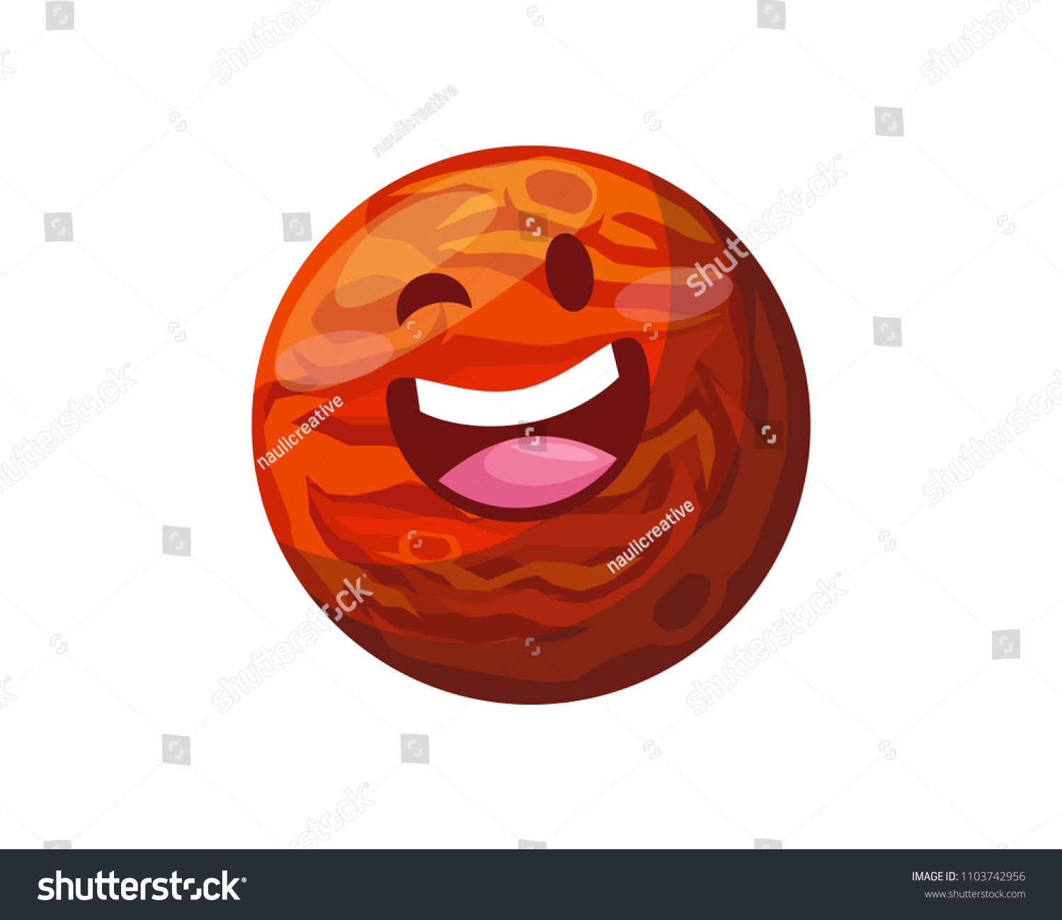 Happy Cute Mars Planet Cartoon Character Stock Vector (Royalty Free ...