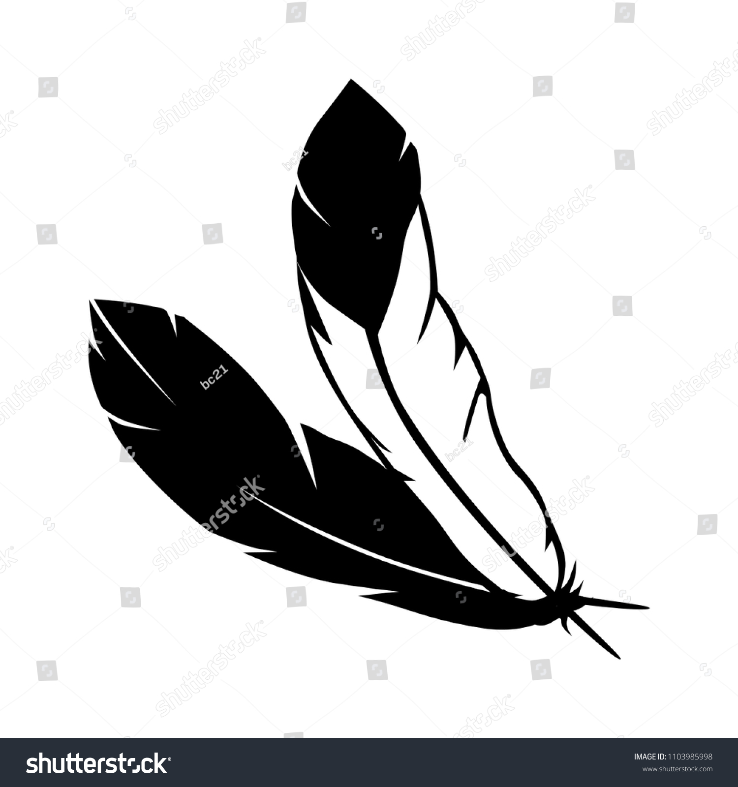 Feathers Black White Black Logo Element Stock Vector (Royalty Free ...