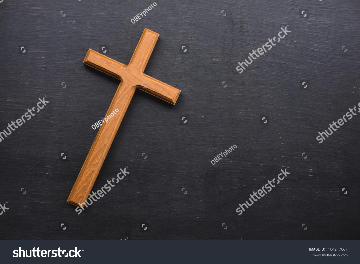 Wooden Christian Cross Wallpaper Christianity Concept Stock Photo