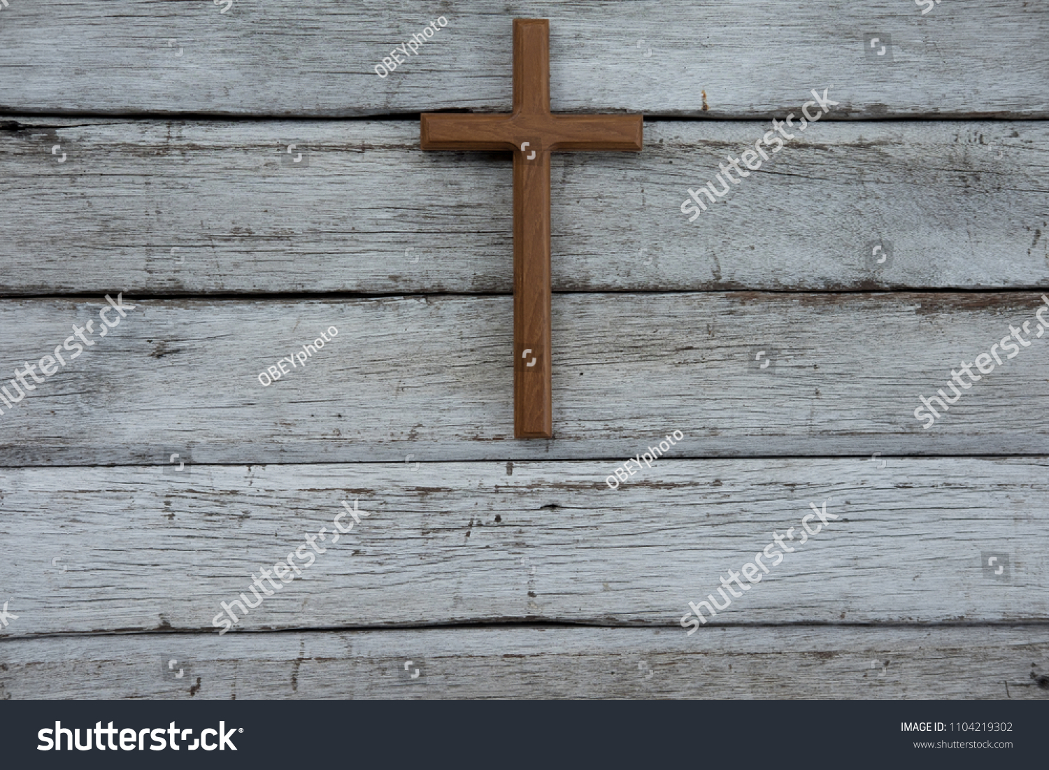 Wooden Christian Cross Wallpaper Christianity Concept Stock Photo