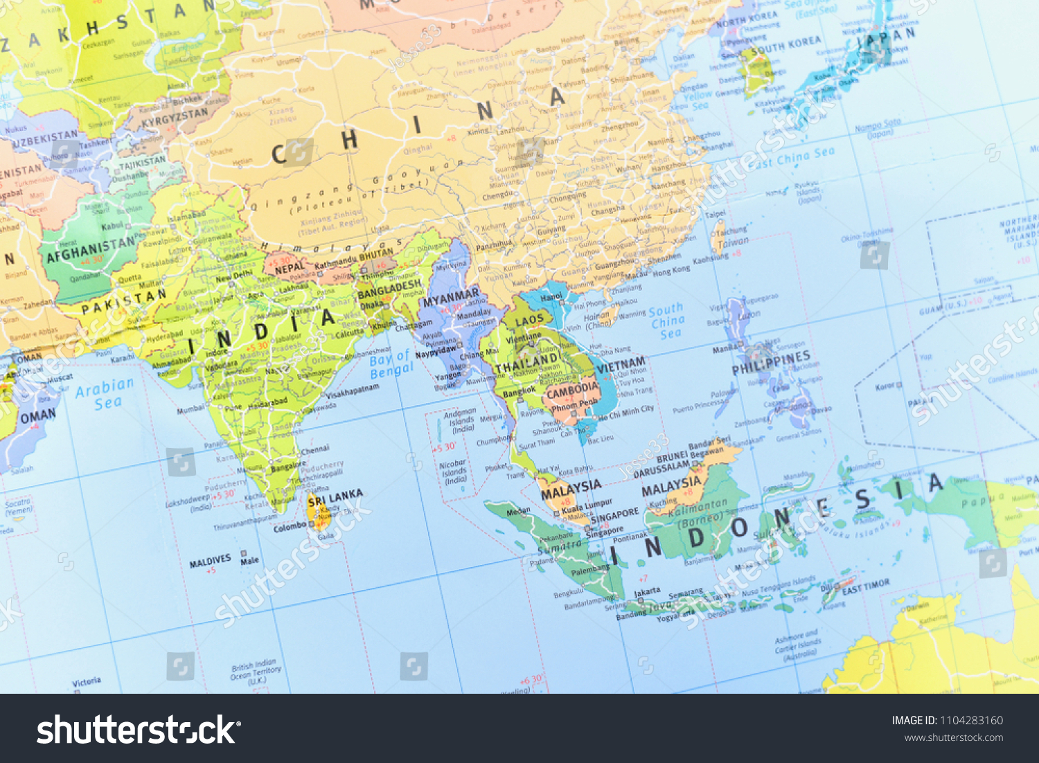Stock Photo Bangkok Thailand June Map Of South Asia And Southeast Asia Region 1104283160 