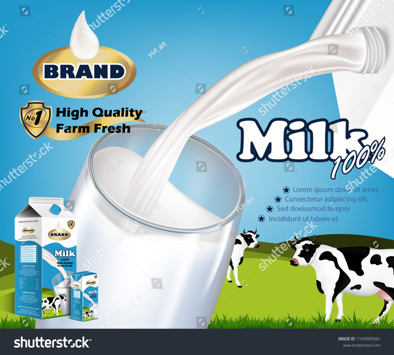 Visual Drawing Delicious Milk Pouring Down Stock Vector (Royalty Free ...