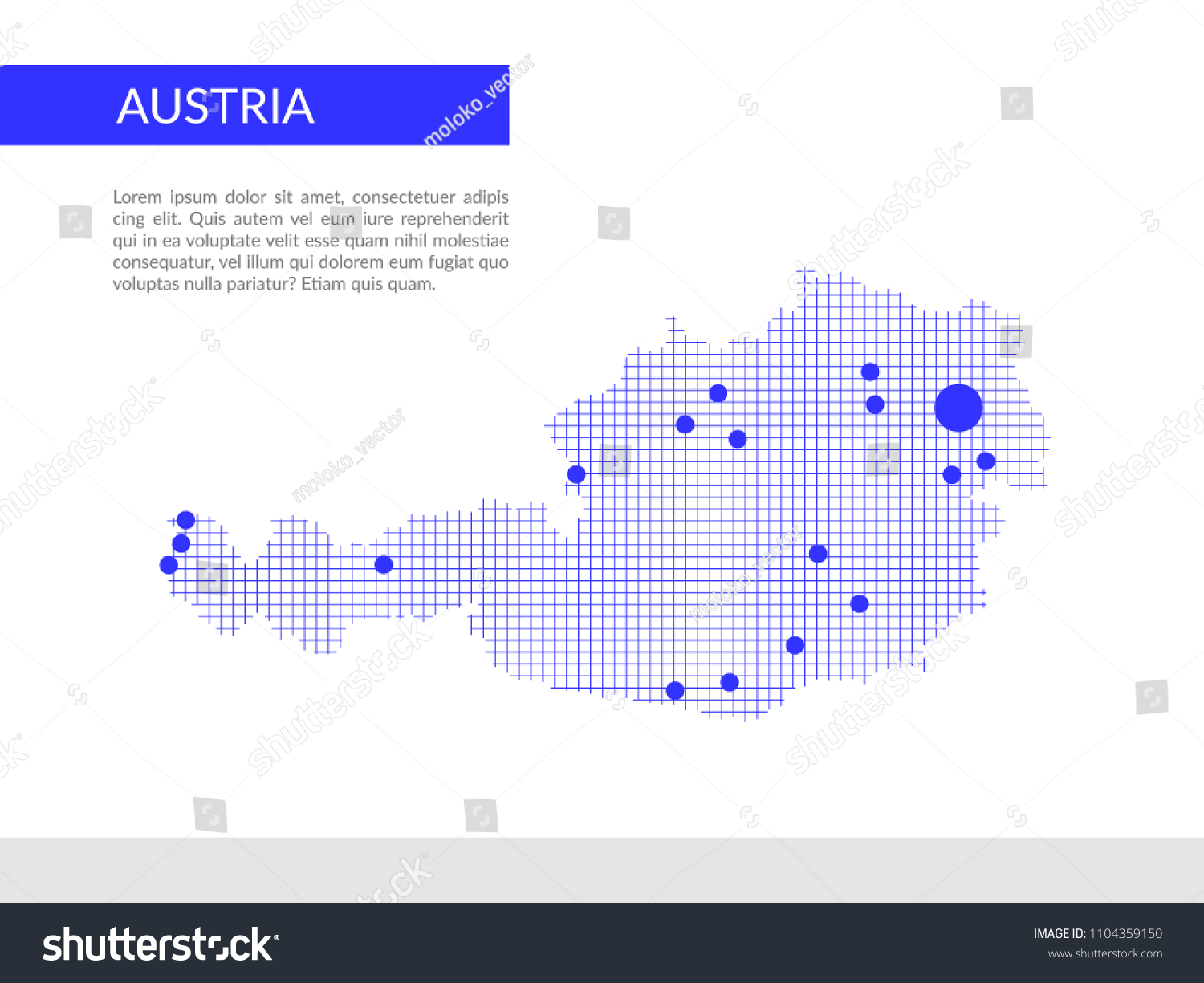 Austria Map Infographics Background Blue Grid Stock Vector (Royalty ...