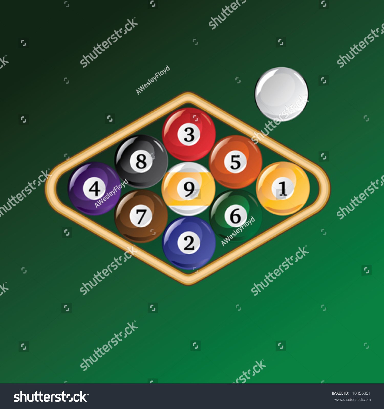 Nine Ball Racked Illustration Rack Pool Stock Vector (Royalty Free ...