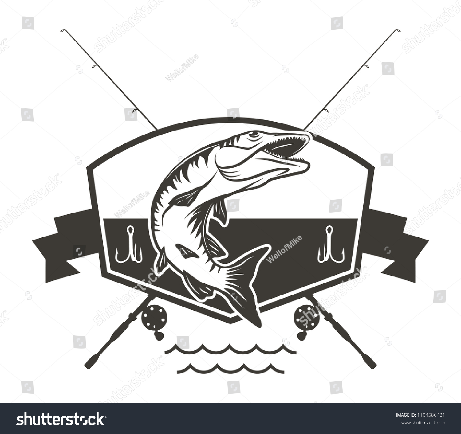 Muskie Fishing Logo Stock Vector (Royalty Free) 1104586421 | Shutterstock