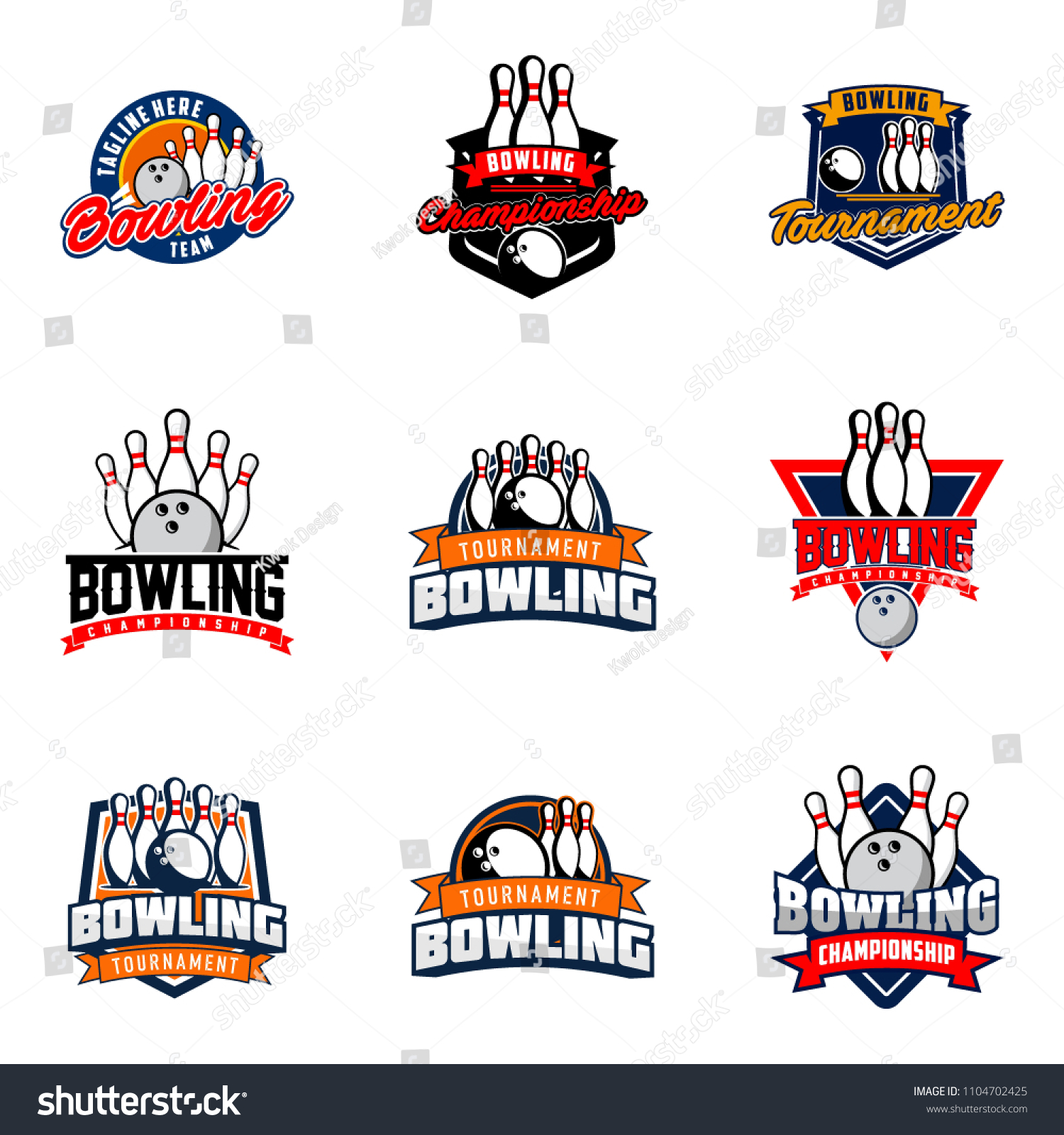 Set Professional Bowling Club Badge Logo Stock Vector (Royalty Free ...