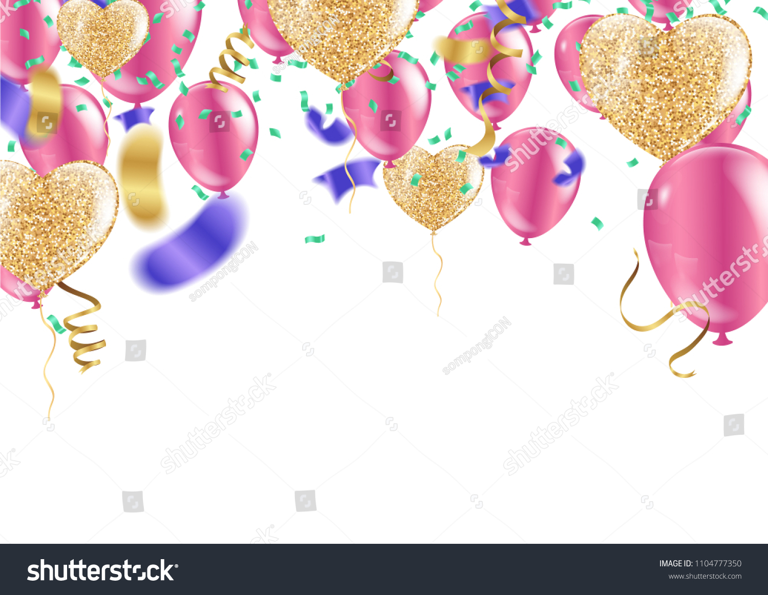 Confetti Colorful Balloon Flag Ribbons Over Stock Vector (Royalty Free ...