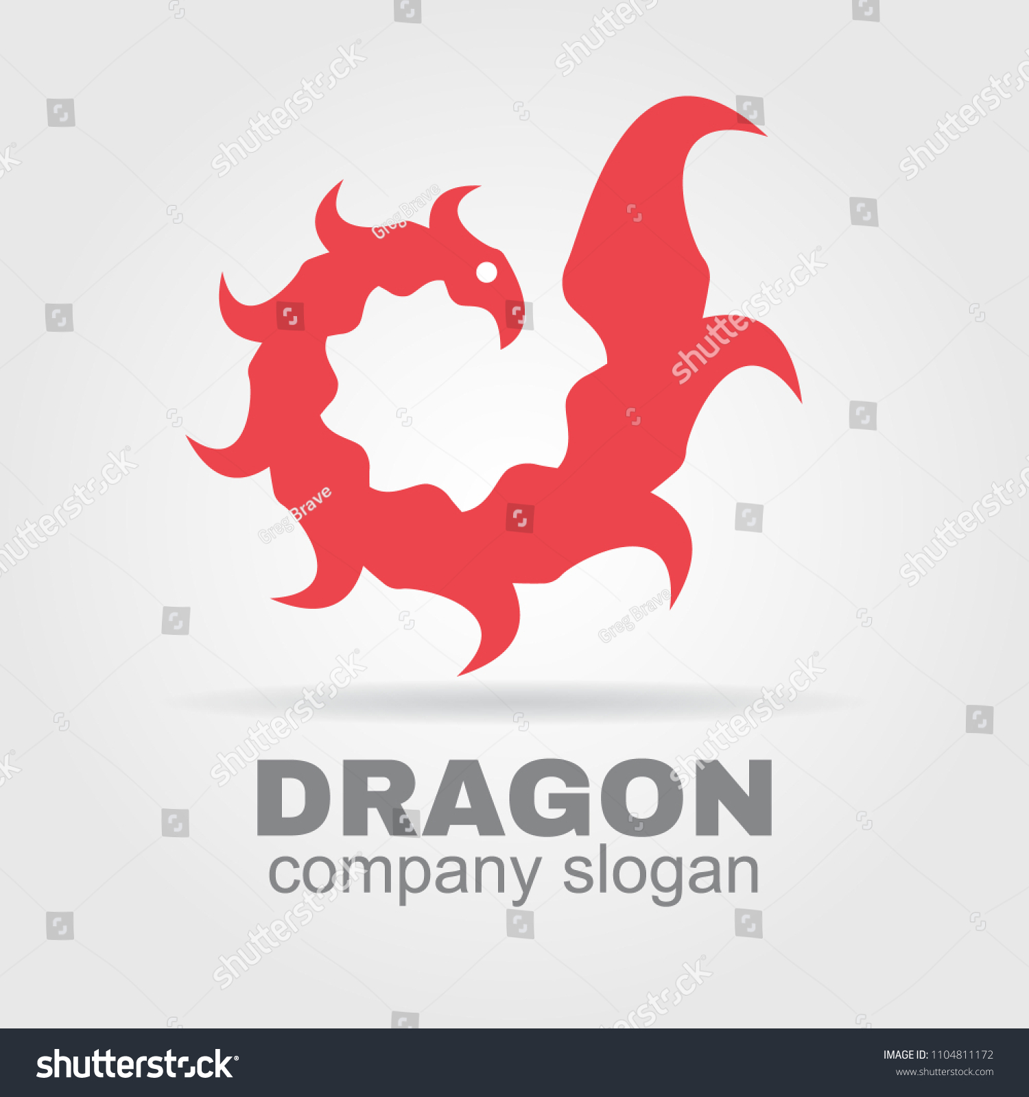 Stylized Dragon Logo Red Color On Stock Vector (Royalty Free ...