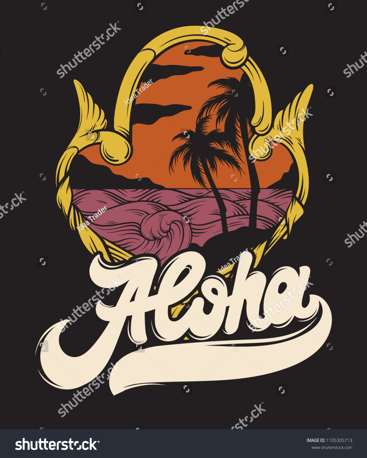 Aloha Vector Hand Drawn Illustration Tropical Stock Vector (Royalty ...