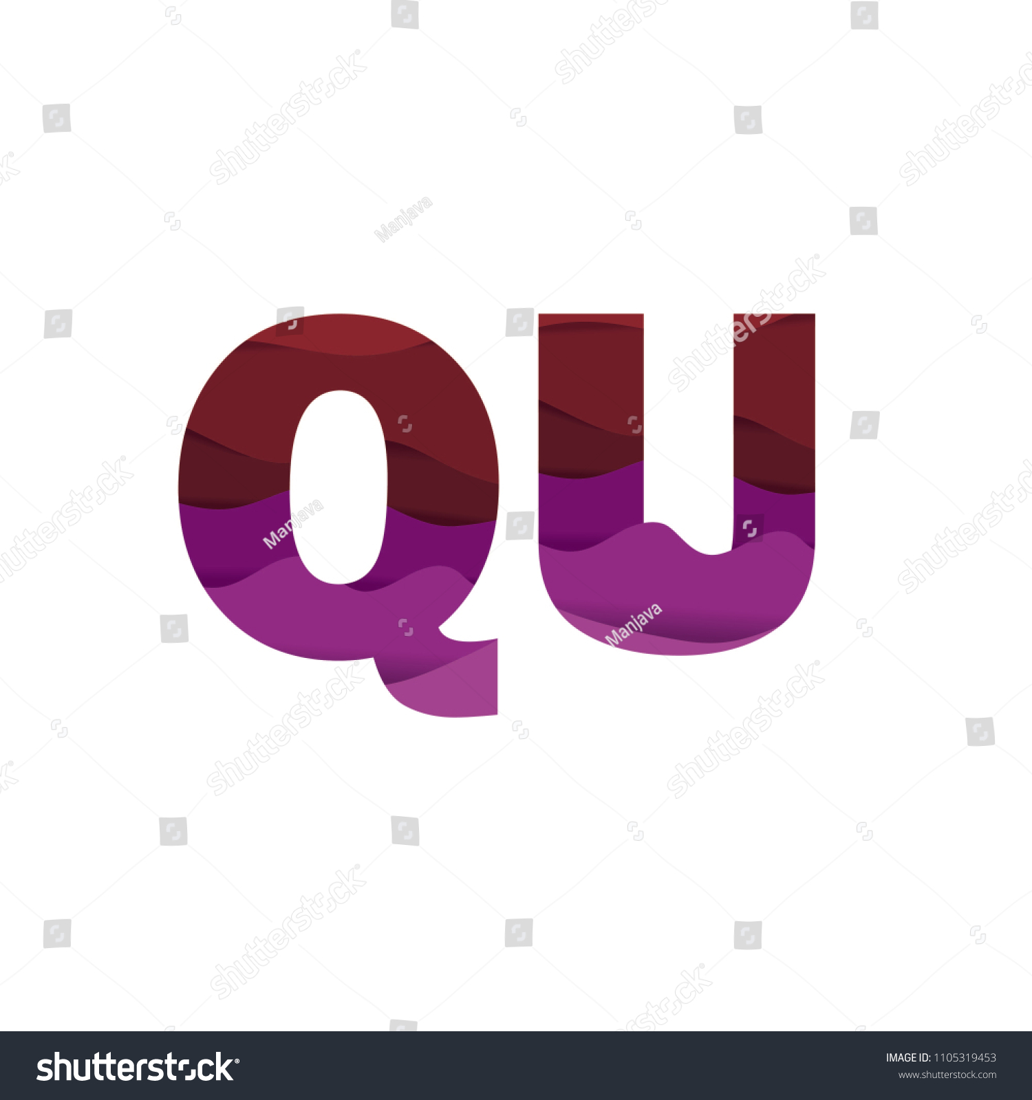 Paper Art Letter Qu Font Vector Stock Vector (Royalty Free) 1105319453 ...