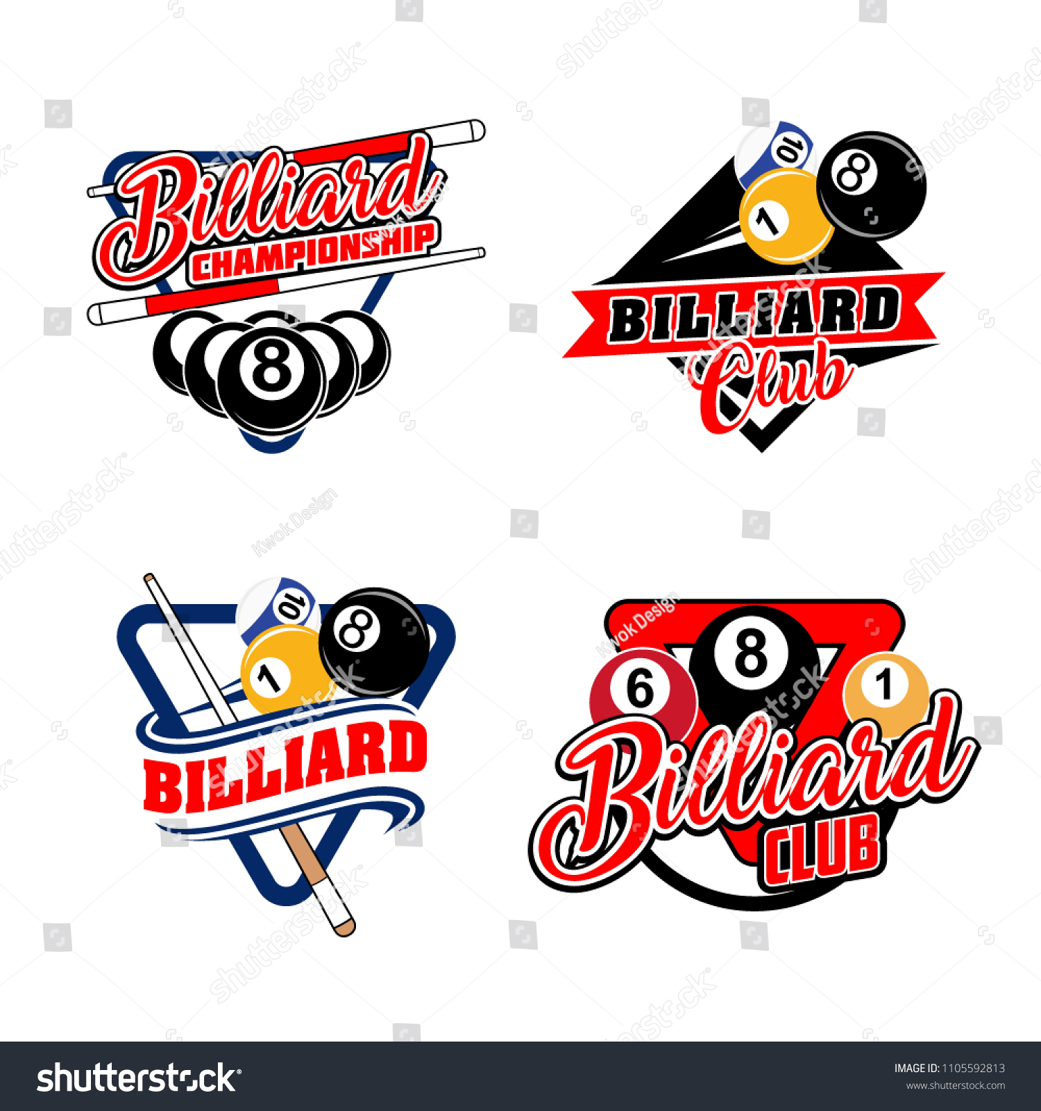 Set Billiards Badges Design Logos Ball Stock Vector (Royalty Free ...