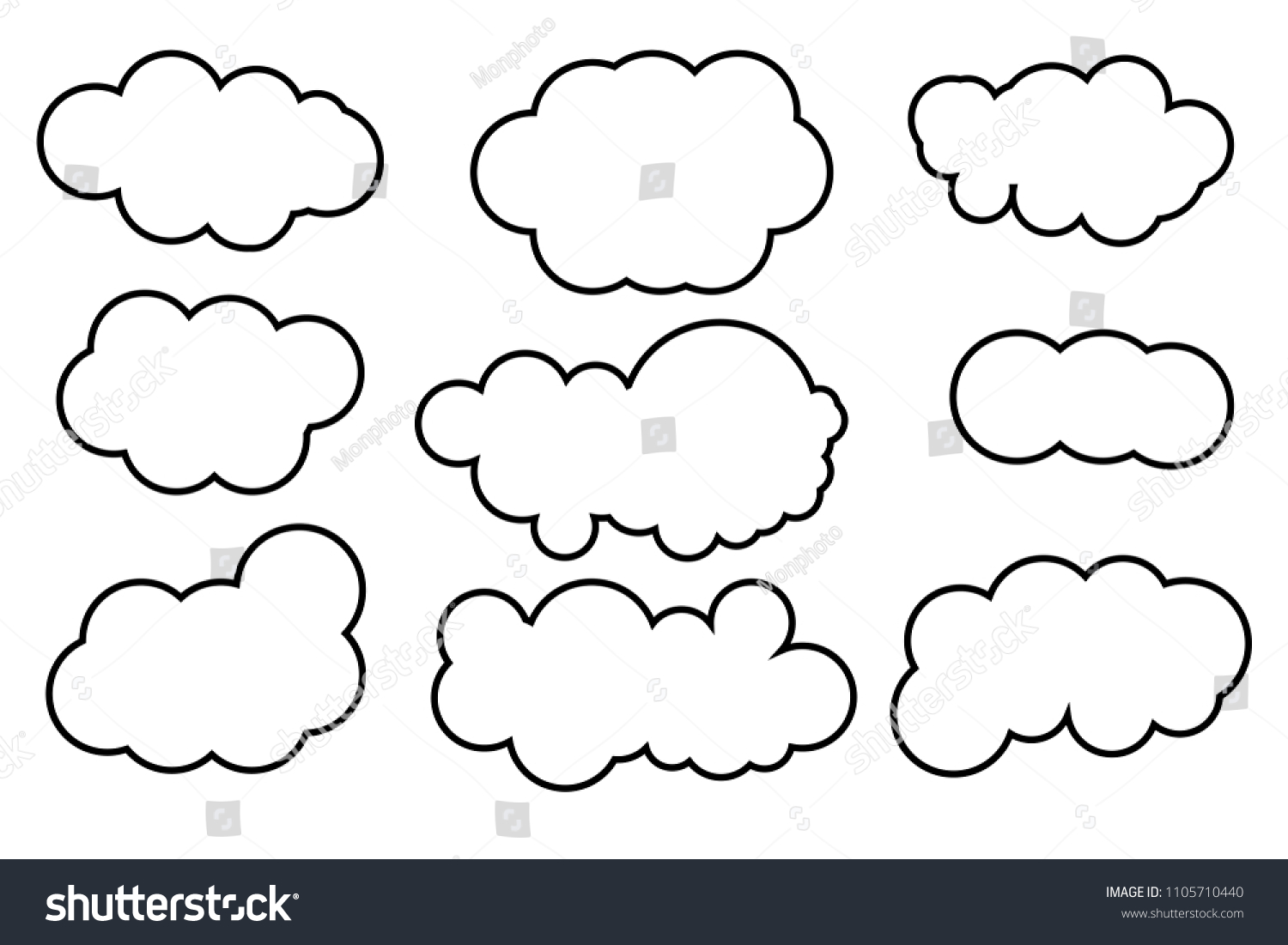 Silhouettes Shapes Clouds Stock Vector (Royalty Free) 1105710440 ...