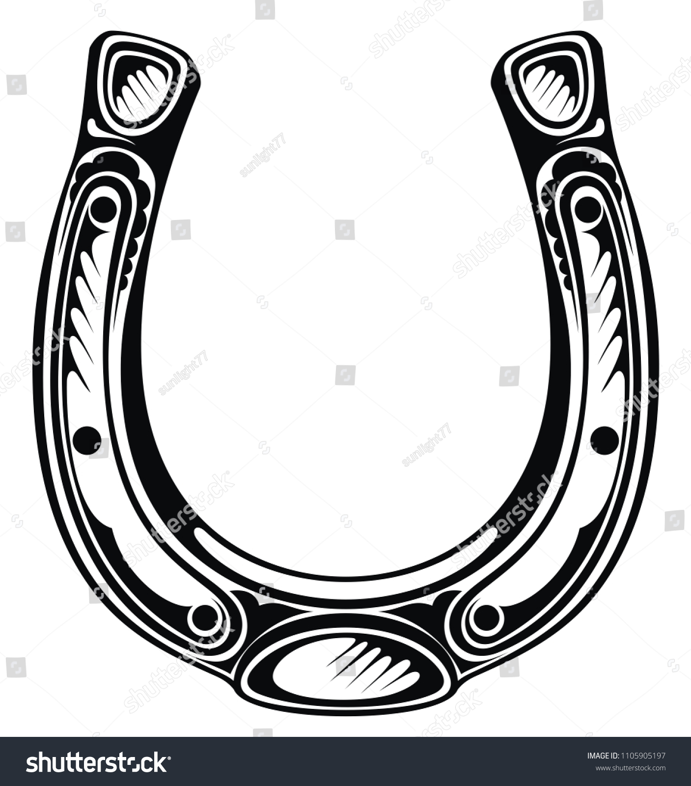 Hand Drawn Lucky Horseshoe Stock Vector (Royalty Free) 1105905197 ...