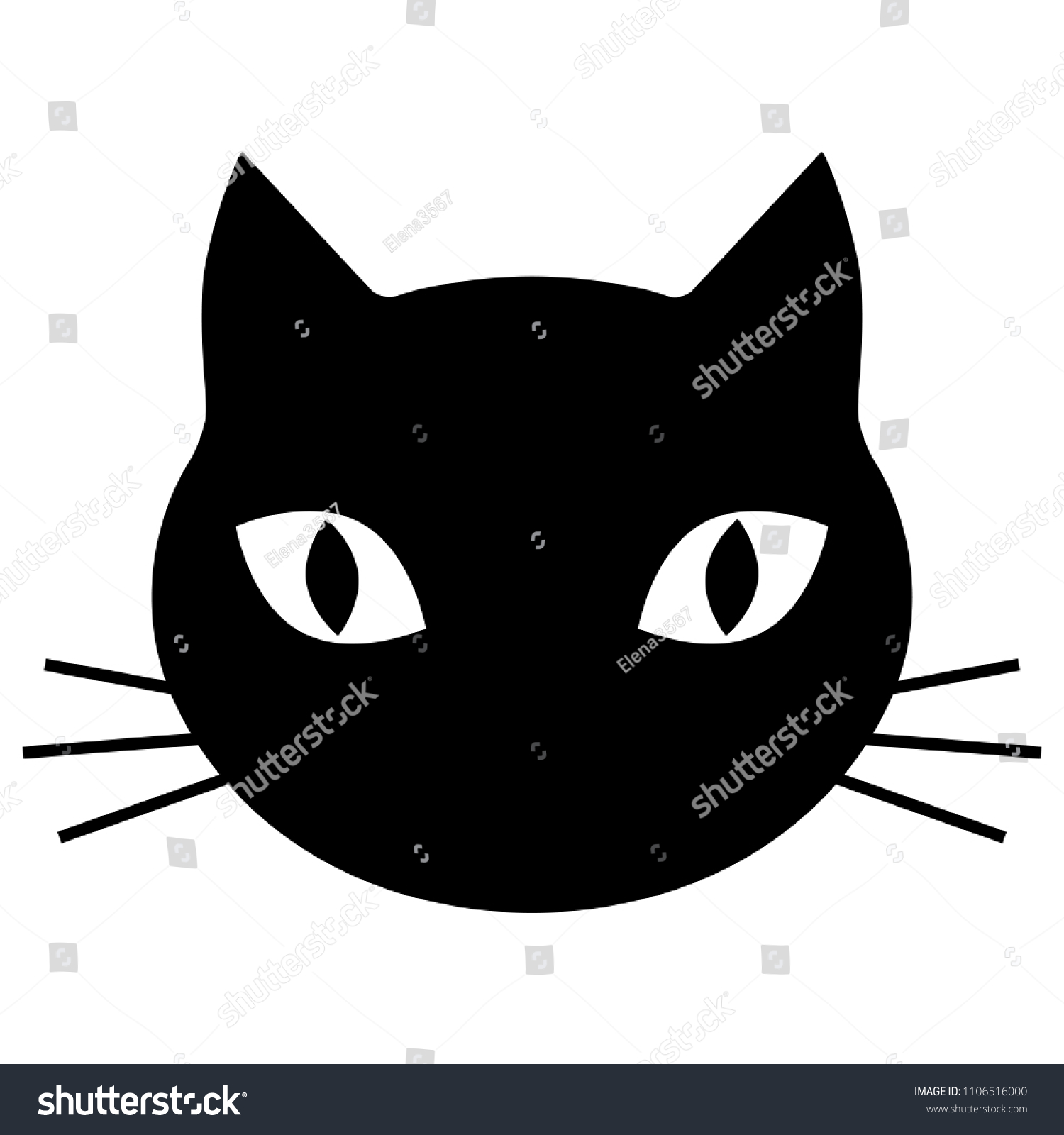 Black Silhouette Cat Head On White Stock Vector (Royalty Free ...