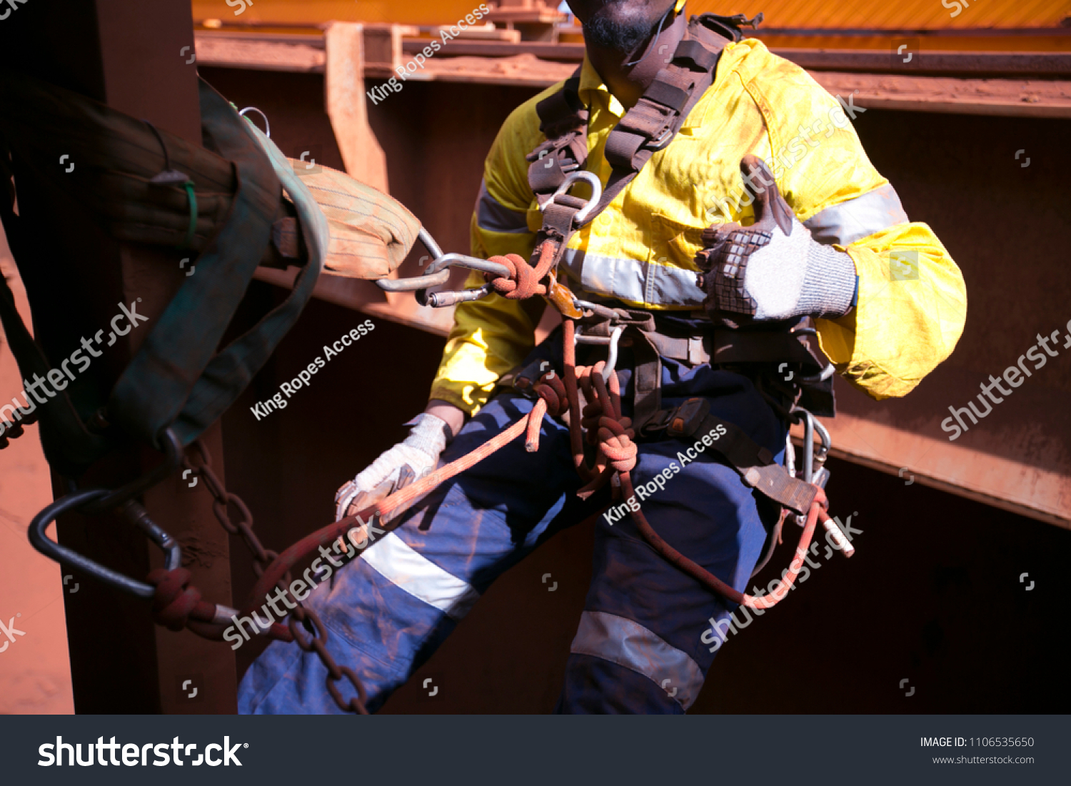 Miner Rope Access Worker Hanging On Stock Photo 1106535650 Shutterstock
