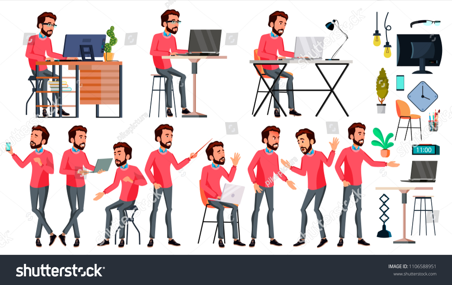 Office Worker Vector Face Emotions Various Stock Vector (Royalty Free ...