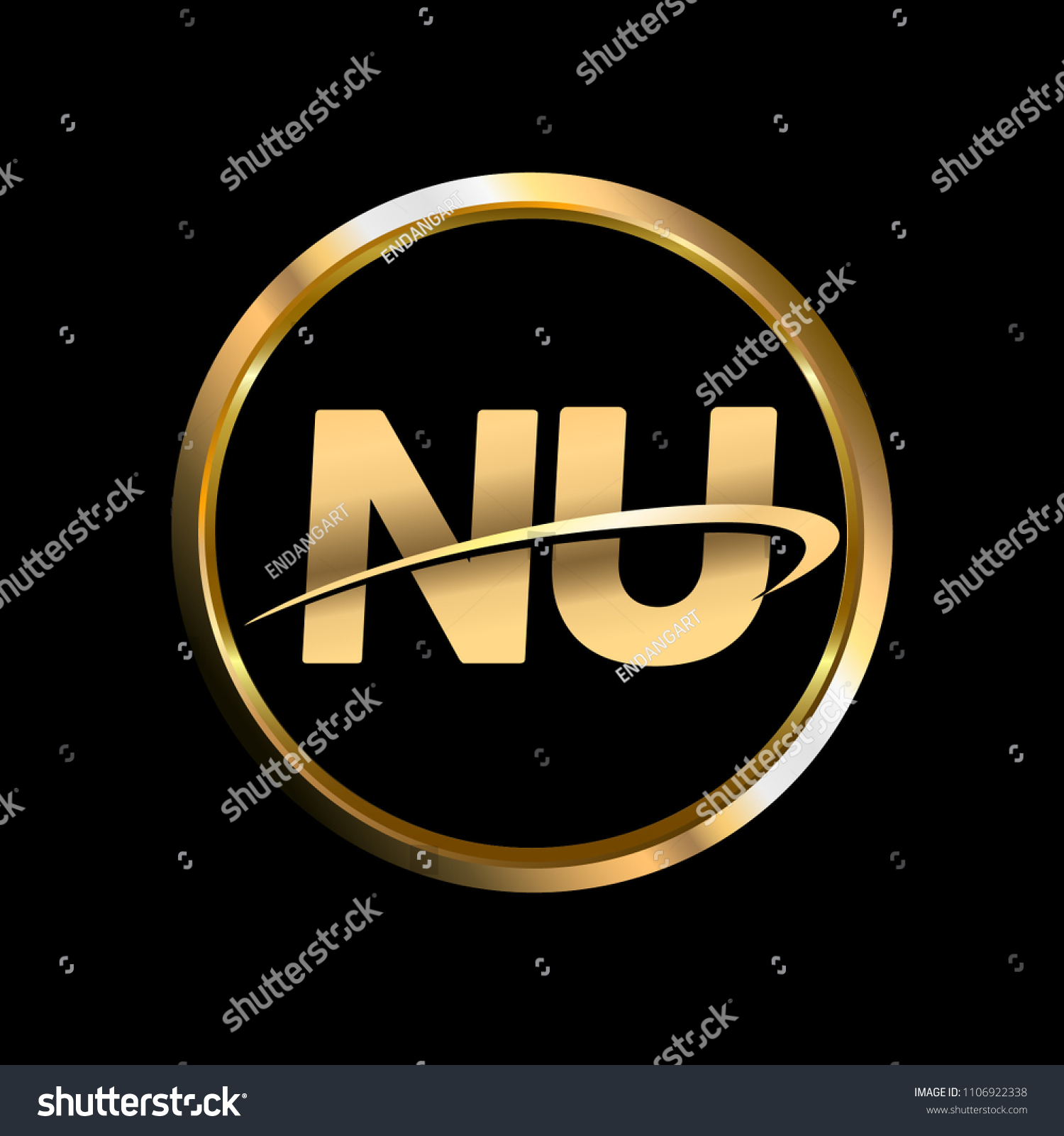 Nu Initial Circle Company Logo Gold Stock Vector Royalty Free 1106922338 Shutterstock