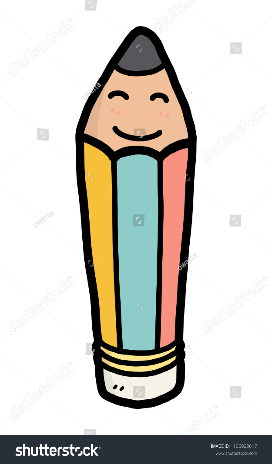 Smile Pencil Cartoon Vector Illustration Hand Stock Vector (Royalty ...