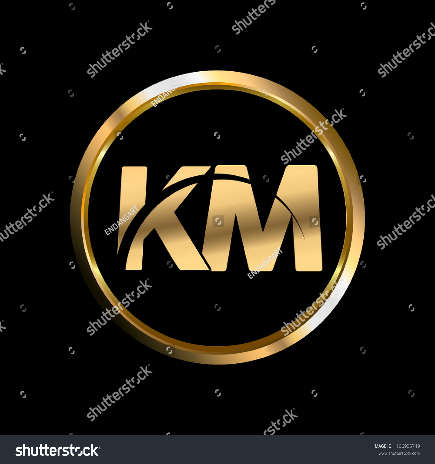 Km Initial Circle Company Logo Gold Stock Vector (Royalty Free ...