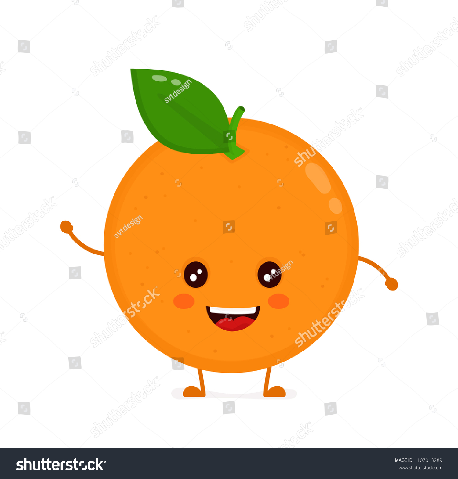 Cute Smiling Happy Orange Flat Cartoon Stock Illustration 1107013289 ...