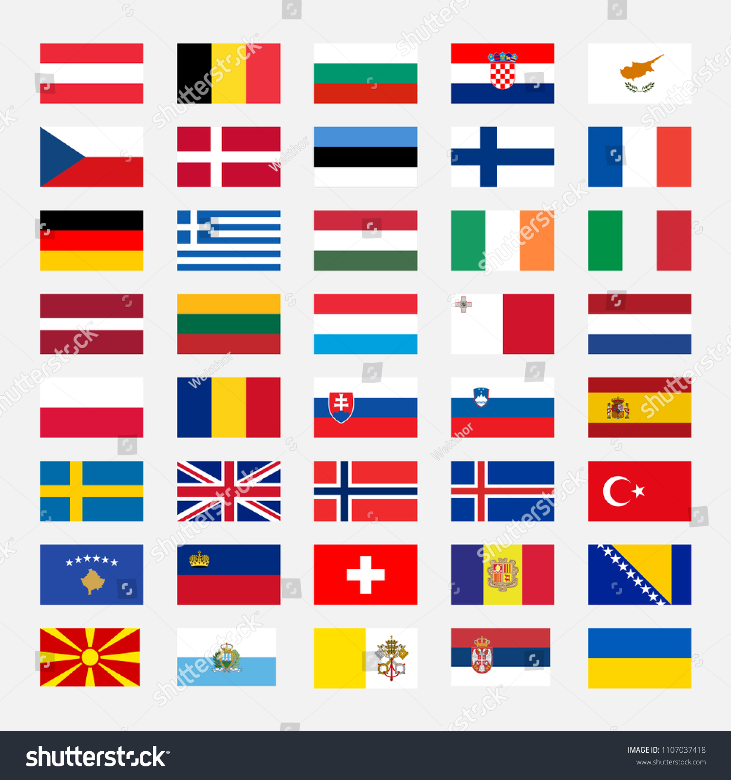 Miscellaneous Set Country Flags Europe Accurate Stock Vector (Royalty ...