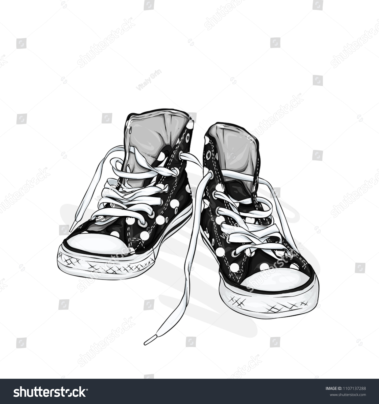 Beautiful Sneakers Vector Illustration Picture Poster Stock Vector ...