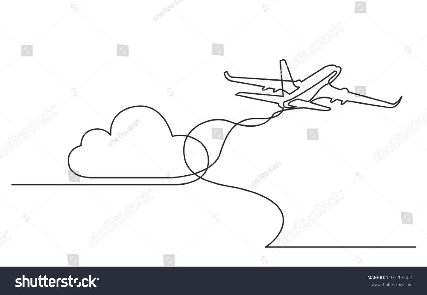 Самолет сбоку линией вектор