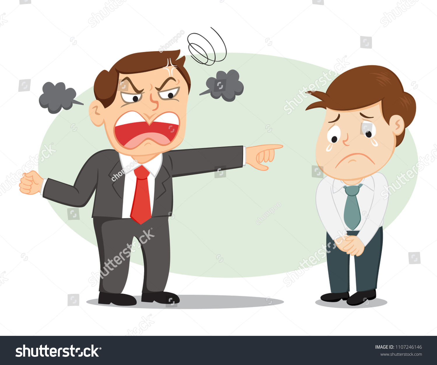 Angry Boss Yelling Into Employee Illustration Stock Vector Royalty