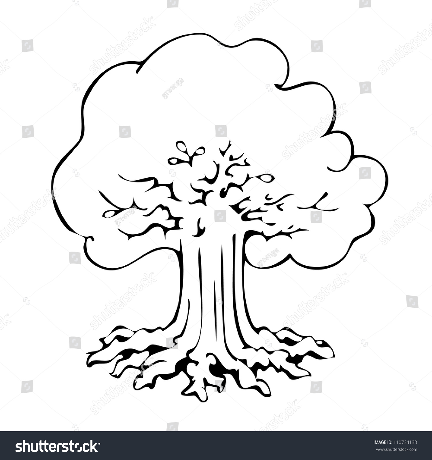 Vector Hand Drawn Old Black Tree Stock Vector (Royalty Free) 110734130 ...