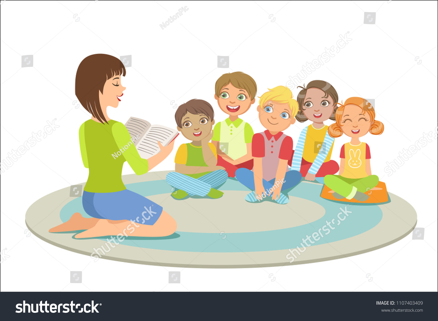 Elementary School Students Listening Story Stock Vector (Royalty Free ...