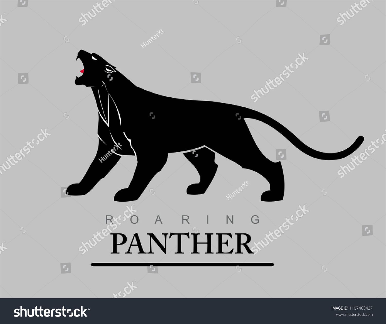 Fearless Panther Roaring Predator Roaring Panther Stock Vector (Royalty ...