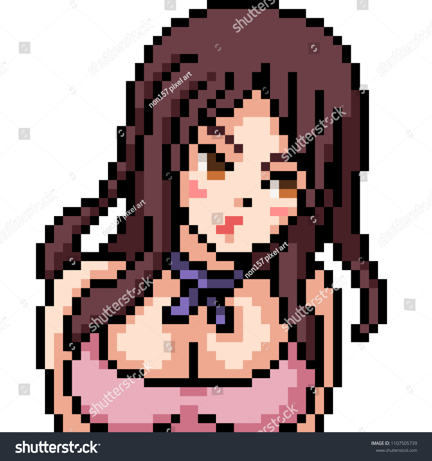 Vector Pixel Art Anime Girl Isolated Stock Vector (Royalty Free ...