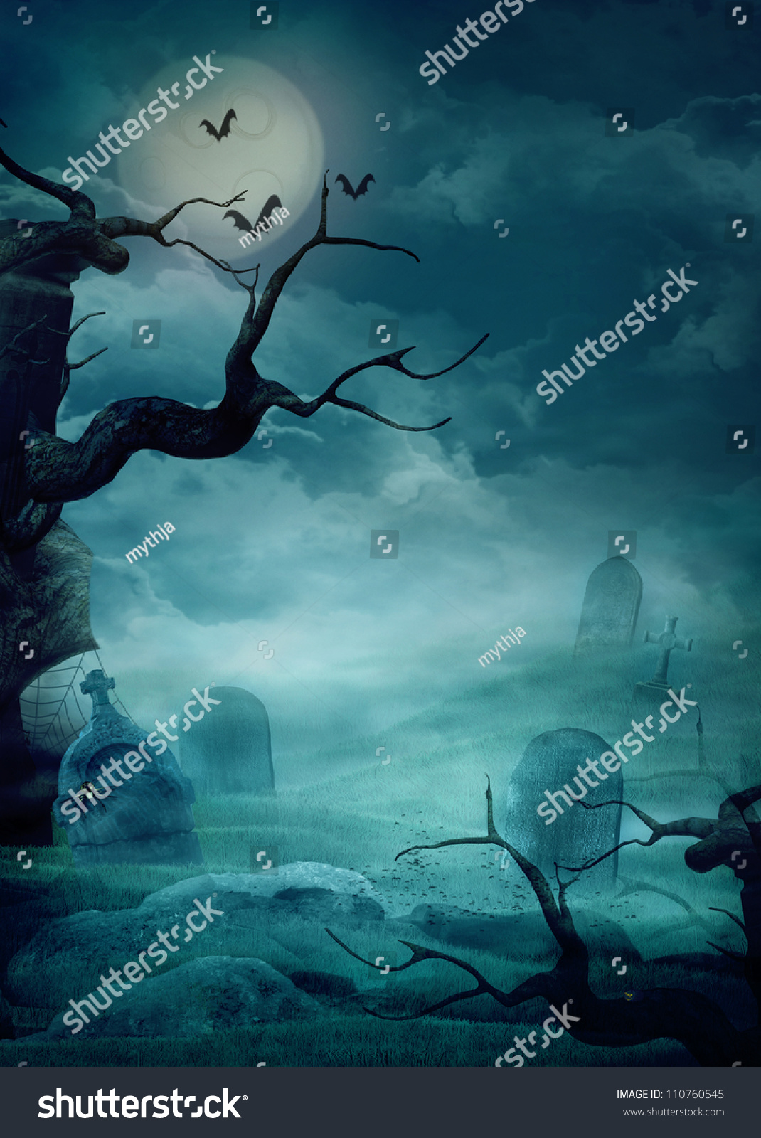 Halloween Design Background Spooky Graveyard Naked Stock Photo Shutterstock