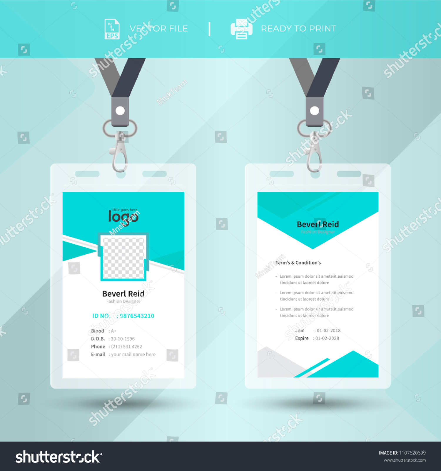 Event Staff Abstract Id Card Set Stock Vector (royalty Free) 1107620699 