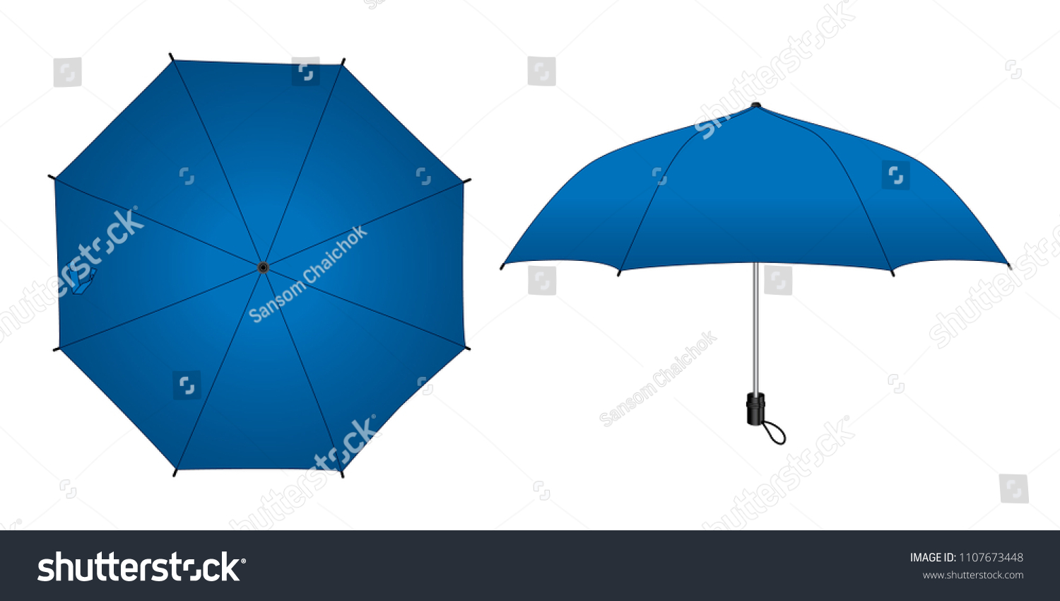 Blue Mini Umbrella Rain Template On Stock Vector (Royalty Free ...