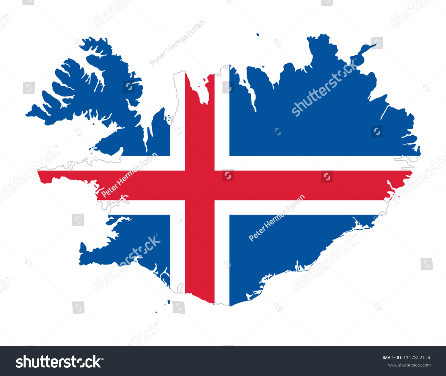 Flag Iceland Country Silhouette Blue Field Stock Vector (Royalty Free ...