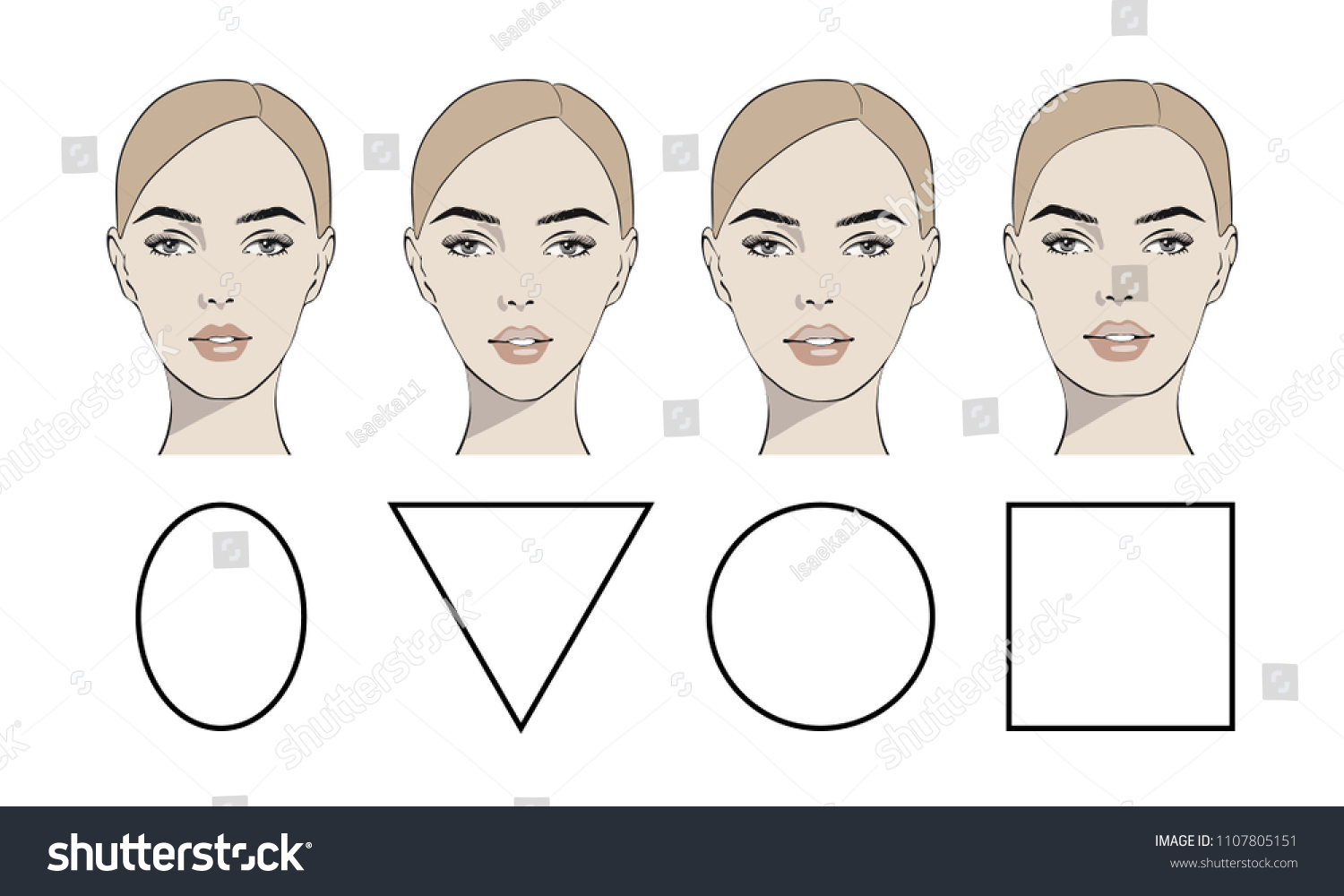 Set Vector Face Shapes Oval Triangle Stock Vector (Royalty Free ...