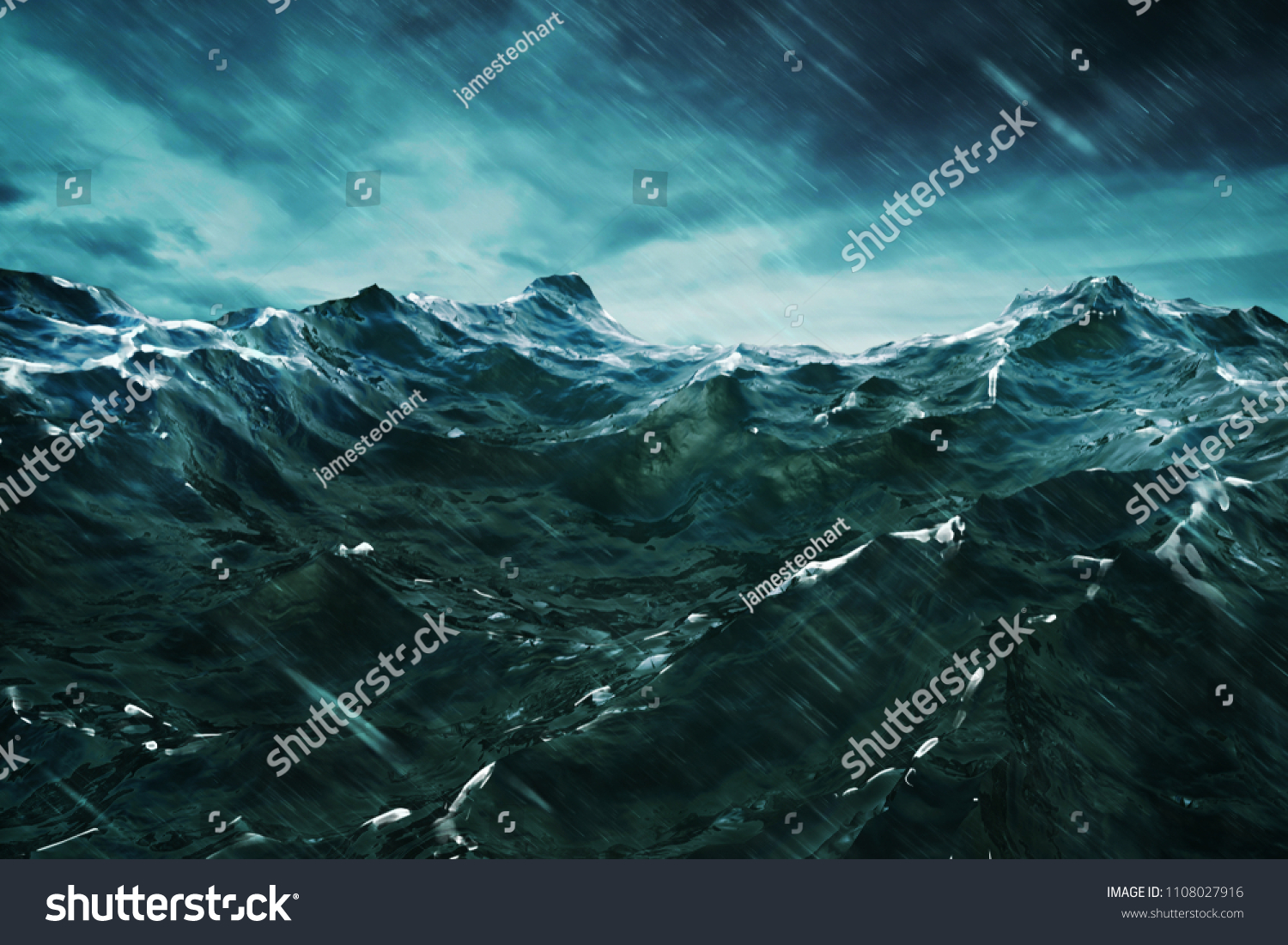 3d Rendering Ocean Wave Storm Closeup Stock Illustration 1108027916