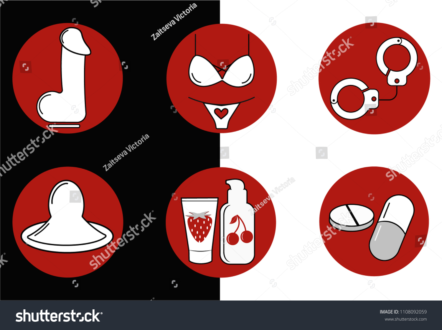 Sex Shop Icon Set Sex Toys Stock Vector Royalty Free 1108092059