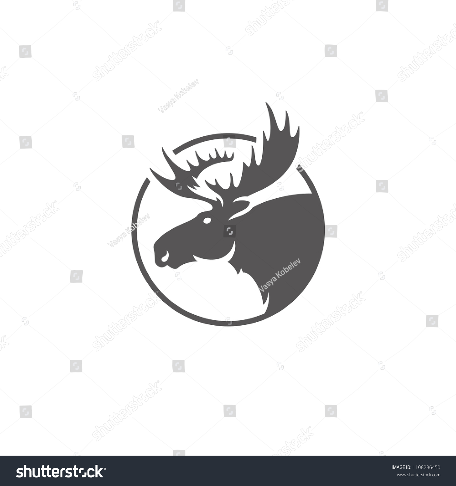 Moose Silhouette Isolated On White Background Stock Vector (Royalty ...