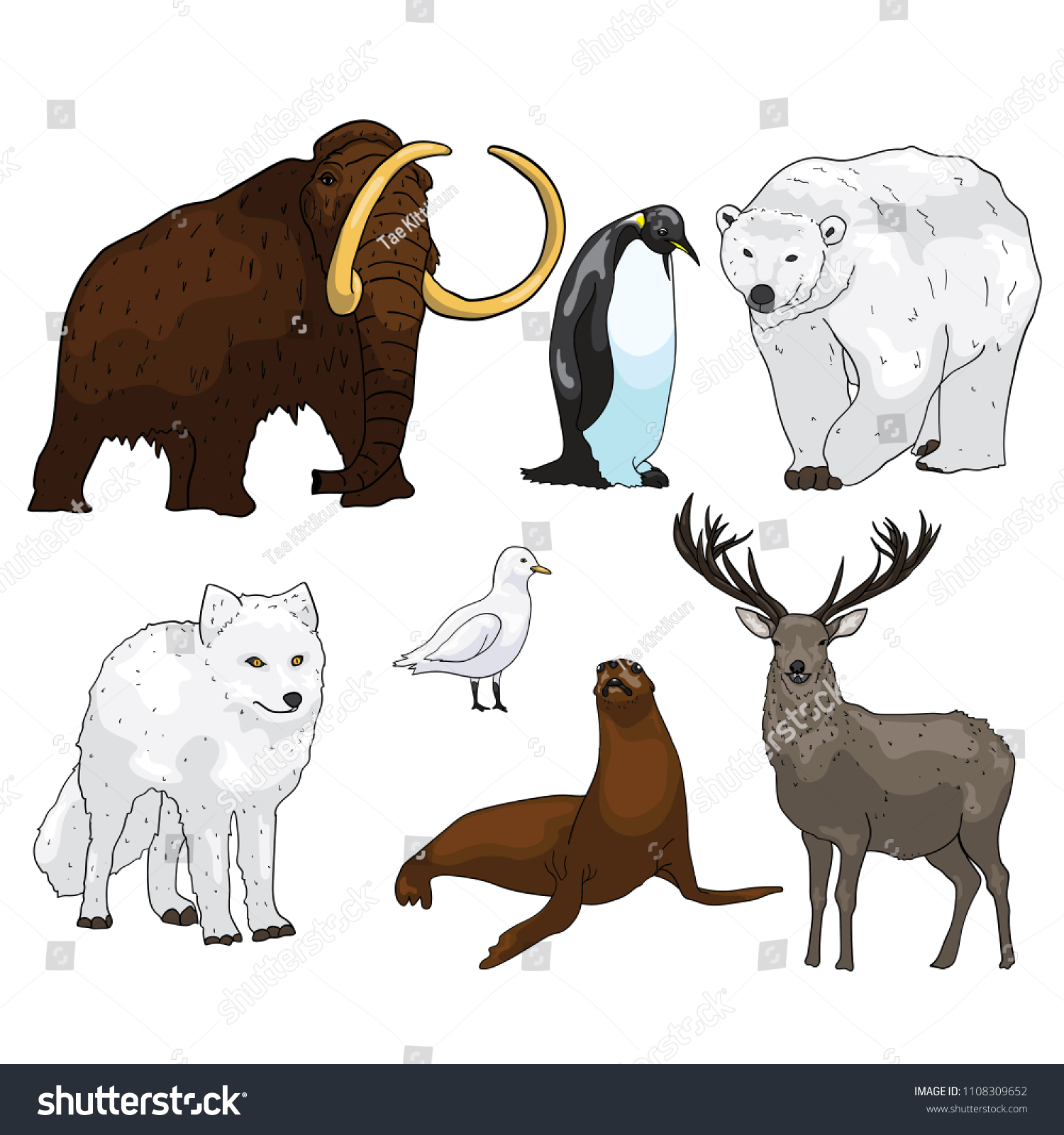 Vector Illustration Animals Living Ice Stock Vector (Royalty Free ...