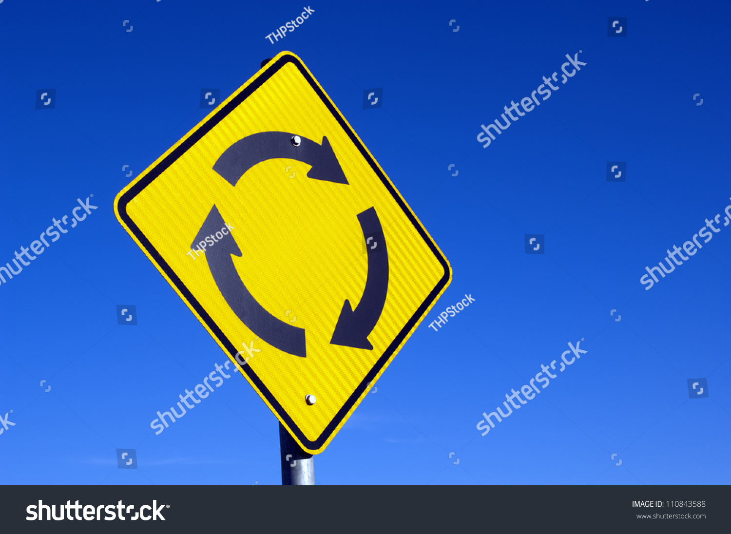 Recycle Concept Roundabout Sign Against Blue Stock Photo 110843588 ...