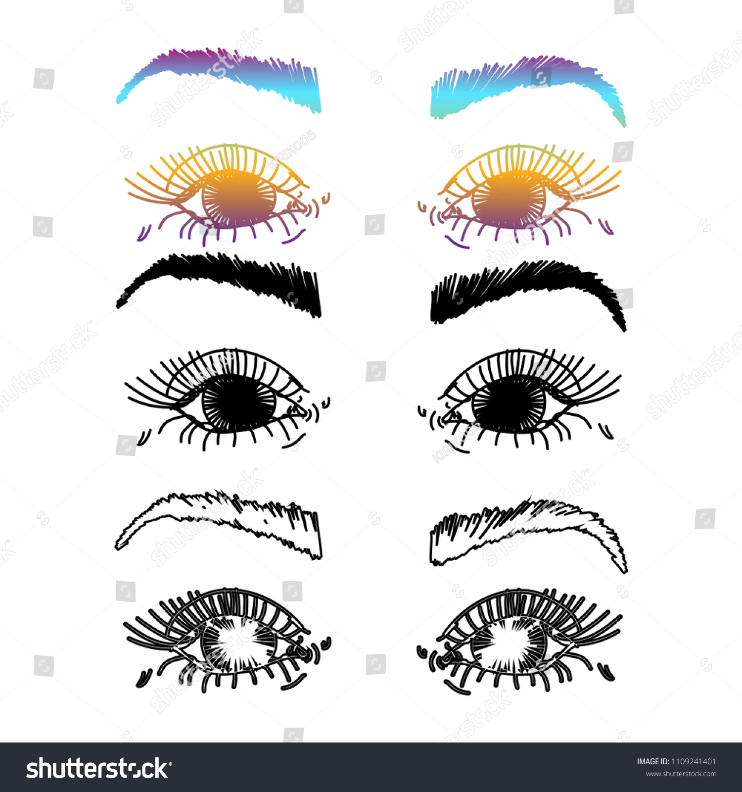 Female Eyes Eyebrows Beauty Industry Design Stock Vector Royalty Free