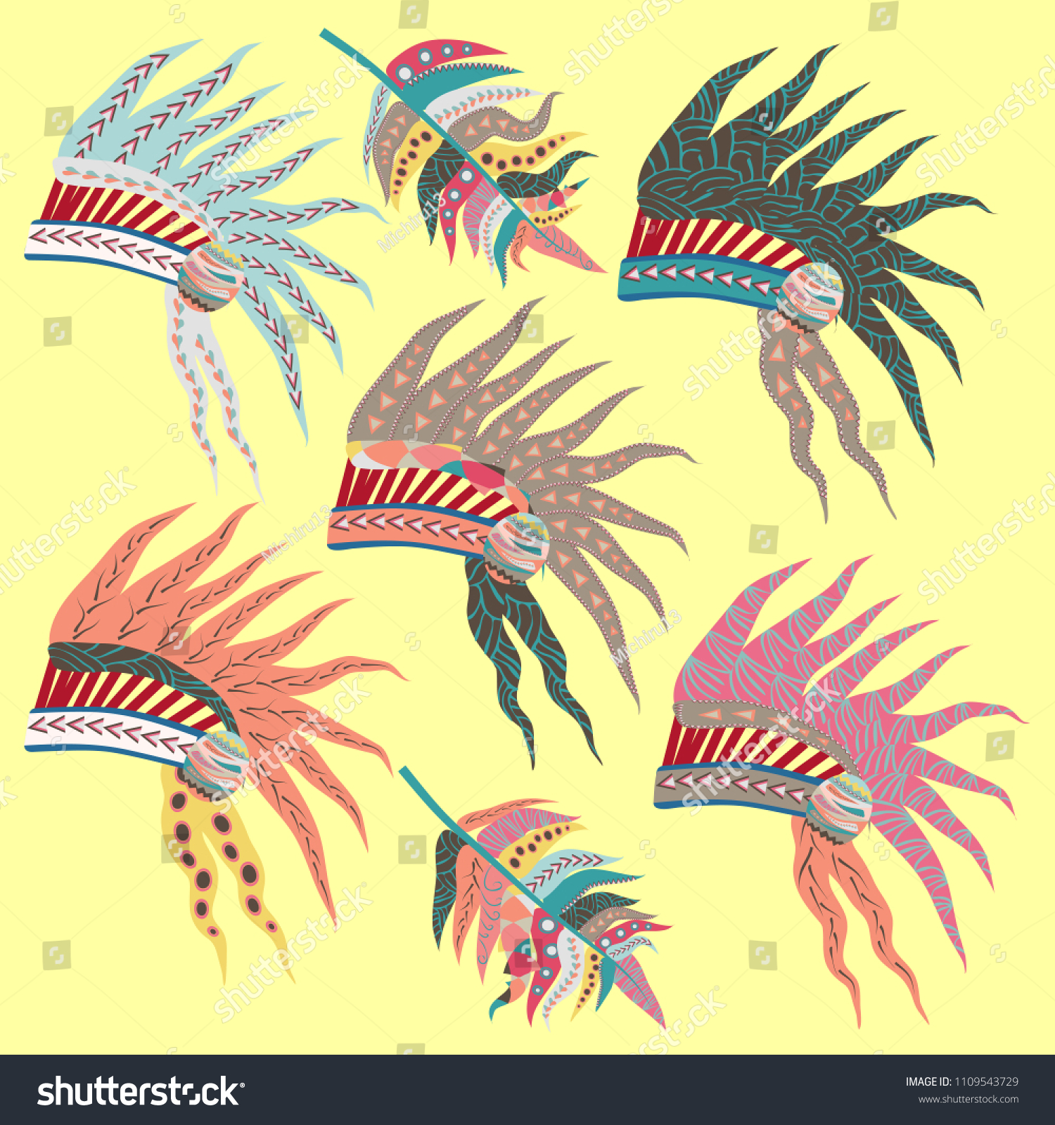 Hand Drawn Native American Indian Headdress Stock Vector Royalty Free 1109543729 Shutterstock 5628