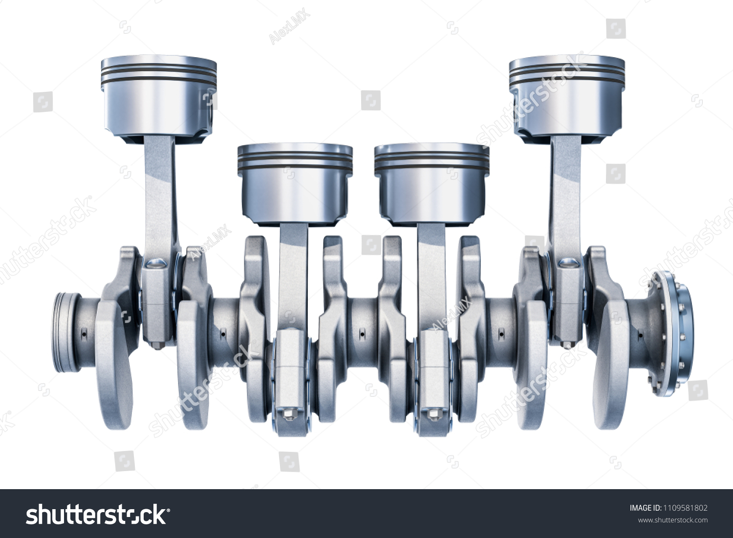 Inlinefour Engine Side View 3d Rendering Stock Illustration 1109581802 