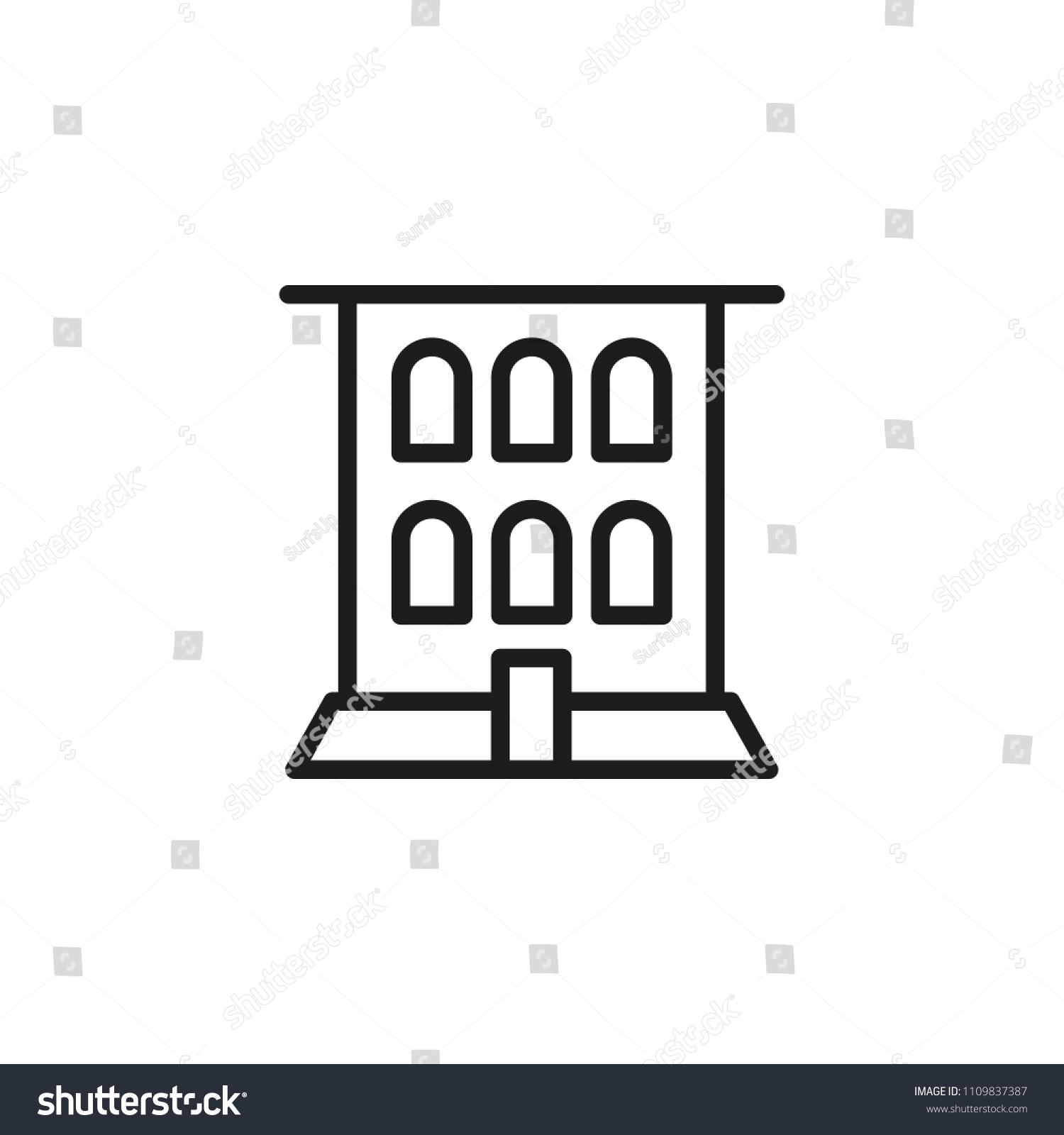 Administration Building Line Icon Office Urban Stock Vector (Royalty ...