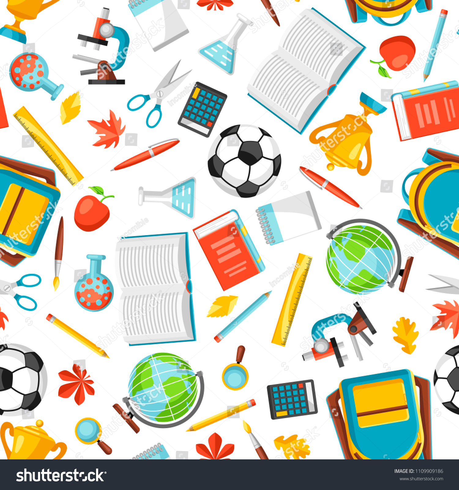 School Seamless Pattern Education Items Colorful Stock Vector (Royalty ...