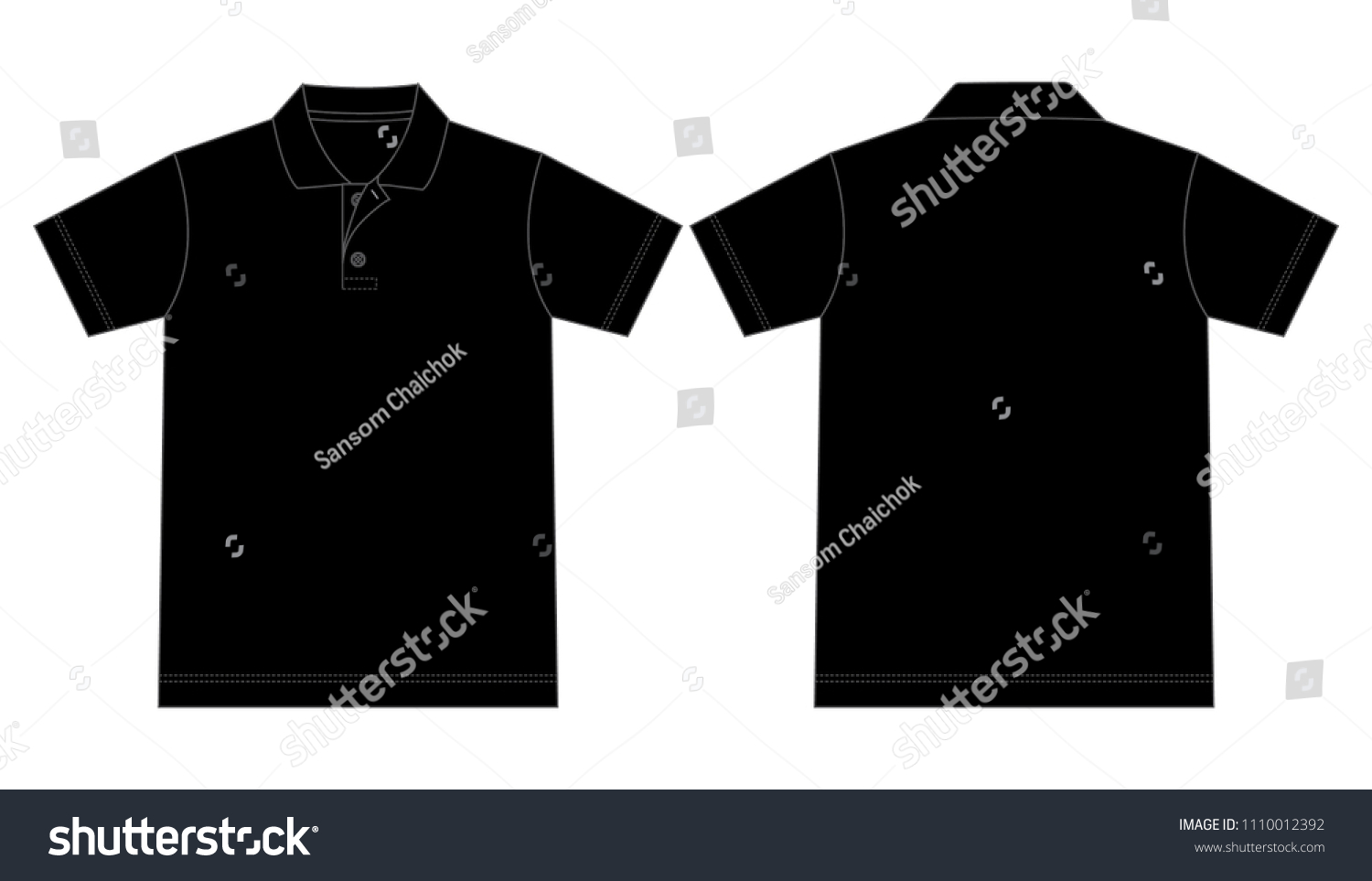 Flat Black Short Sleeves Polo Shirt Stock Vector (Royalty Free ...