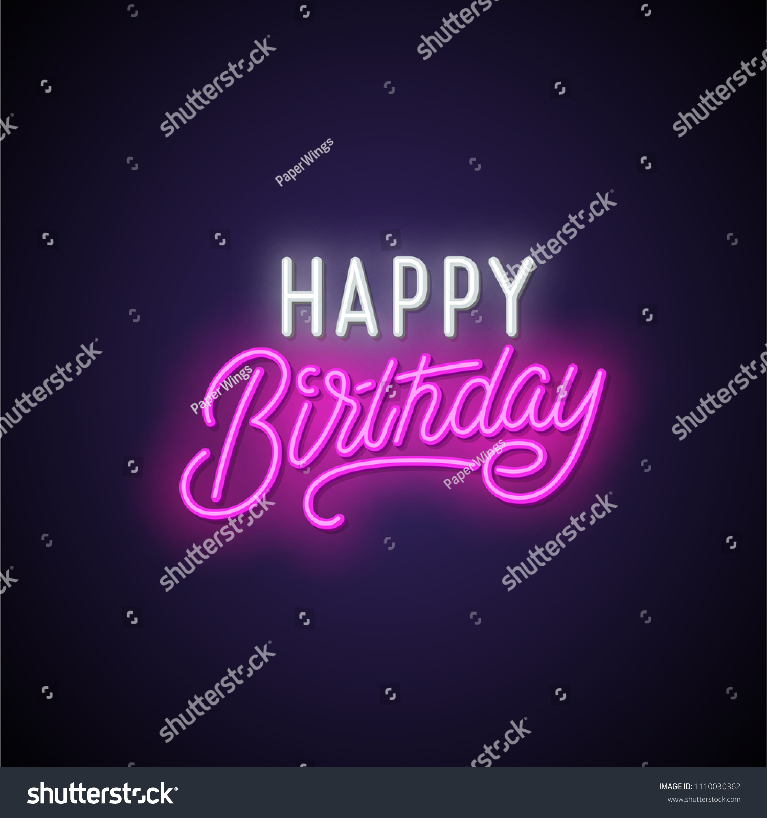 Happy Birthday Neon Signboard Vector Illustration Stock Vector (Royalty ...