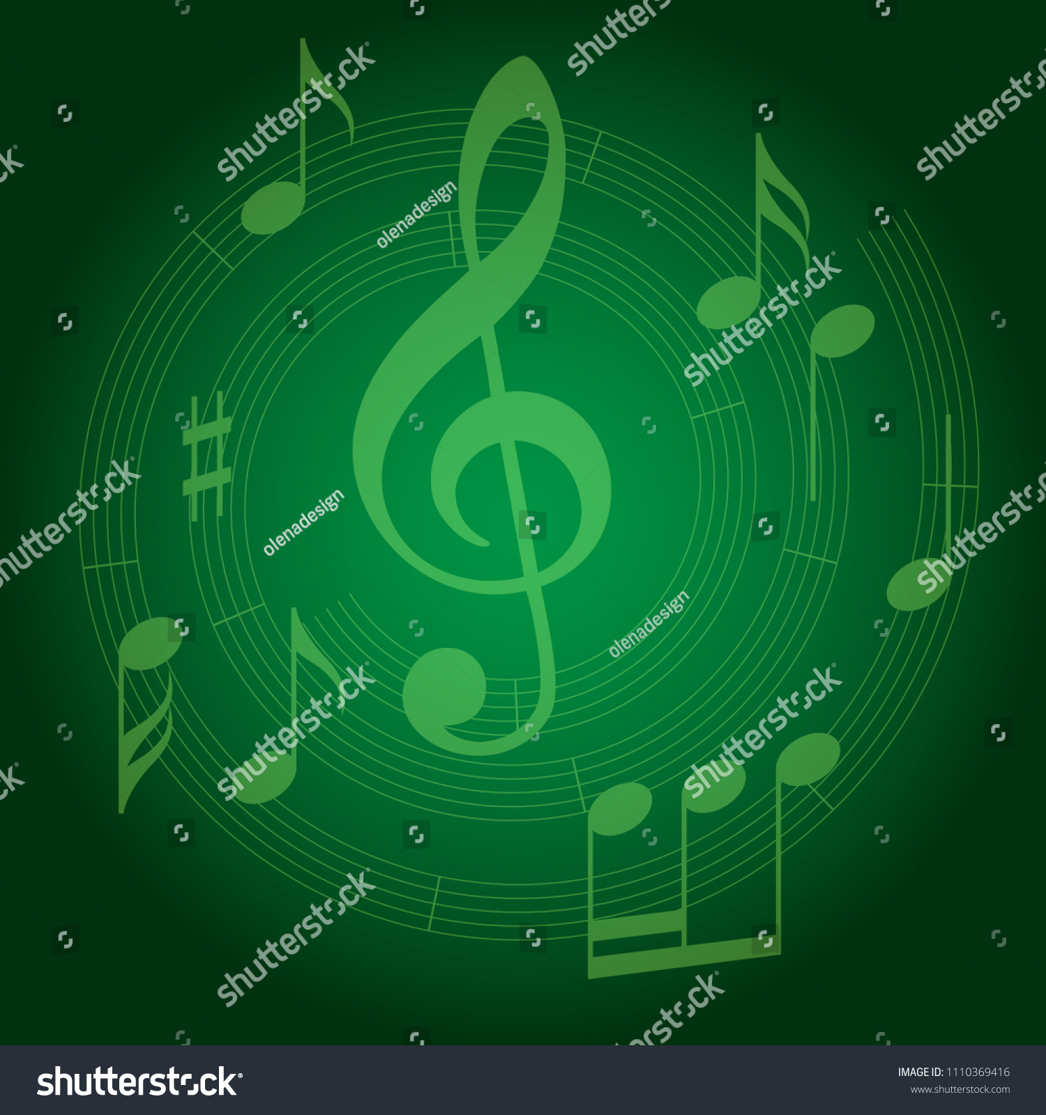 Green Vector Background Spiral Music Staff Stock Vector (Royalty Free ...